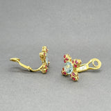 Estate 18K Y Gold 5.68ctw Ruby & Aquamarine Earrings - Walter Bauman Jewelers