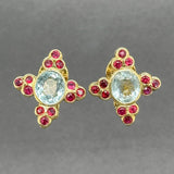 Estate 18K Y Gold 5.68ctw Ruby & Aquamarine Earrings - Walter Bauman Jewelers