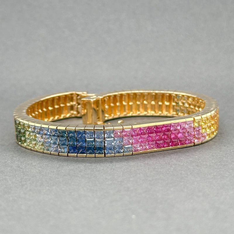 Estate 18K Y Gold 7.20ctw Multi - Color Sapphire Bracelet - Walter Bauman Jewelers