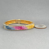 Estate 18K Y Gold 7.20ctw Multi - Color Sapphire Bracelet - Walter Bauman Jewelers