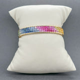 Estate 18K Y Gold 7.20ctw Multi - Color Sapphire Bracelet - Walter Bauman Jewelers