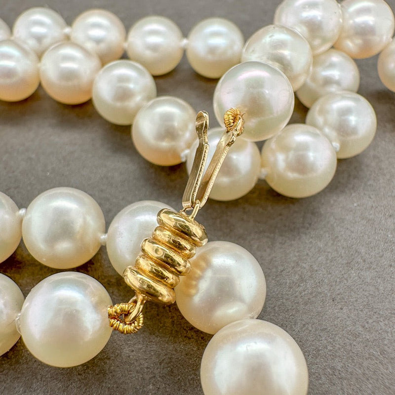 Estate 18K Y Gold 7.5-8.0mm 16” Akoya Pearl Necklace - Walter Bauman Jewelers