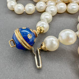 Estate 18K Y Gold 8 - 8.5mm Akoya Pearl & 0.10ctw H - I/SI1 Diamond 44” Necklace - Walter Bauman Jewelers