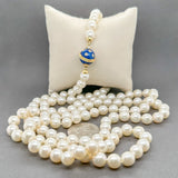 Estate 18K Y Gold 8 - 8.5mm Akoya Pearl & 0.10ctw H - I/SI1 Diamond 44” Necklace - Walter Bauman Jewelers