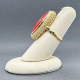 Estate 18K Y Gold 9.81ct Red Coral Navette Ring - Walter Bauman Jewelers