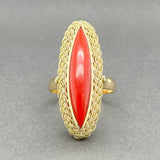 Estate 18K Y Gold 9.81ct Red Coral Navette Ring - Walter Bauman Jewelers