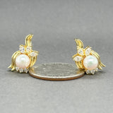 Estate 18K Y Gold Akoya Pearl & 0.36ctw G - H/VS2 Diamond Screwback Earrings - Walter Bauman Jewelers