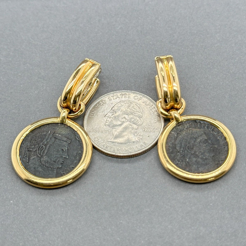 Estate 18K Y Gold Ancient Roman Coin Earrings - Walter Bauman Jewelers