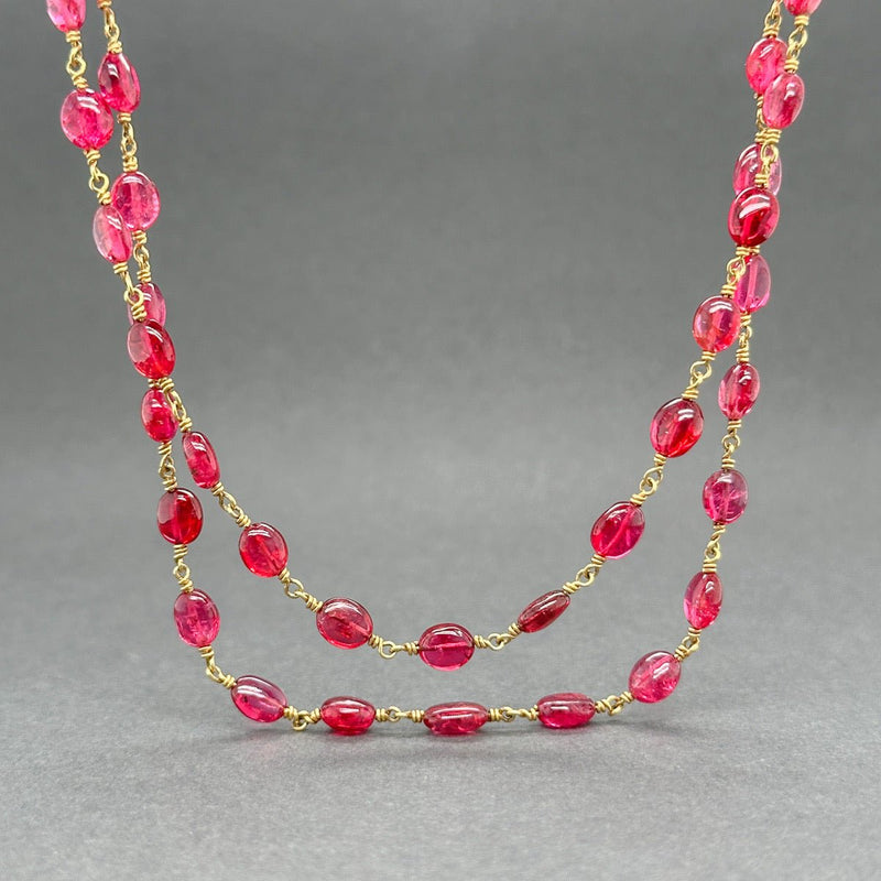 Estate 18K Y Gold Double Strand Ruby Necklace - Walter Bauman Jewelers