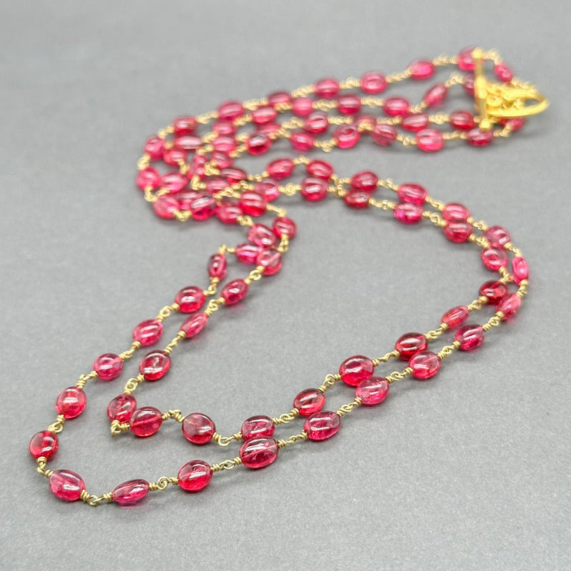 Estate 18K Y Gold Double Strand Ruby Necklace - Walter Bauman Jewelers