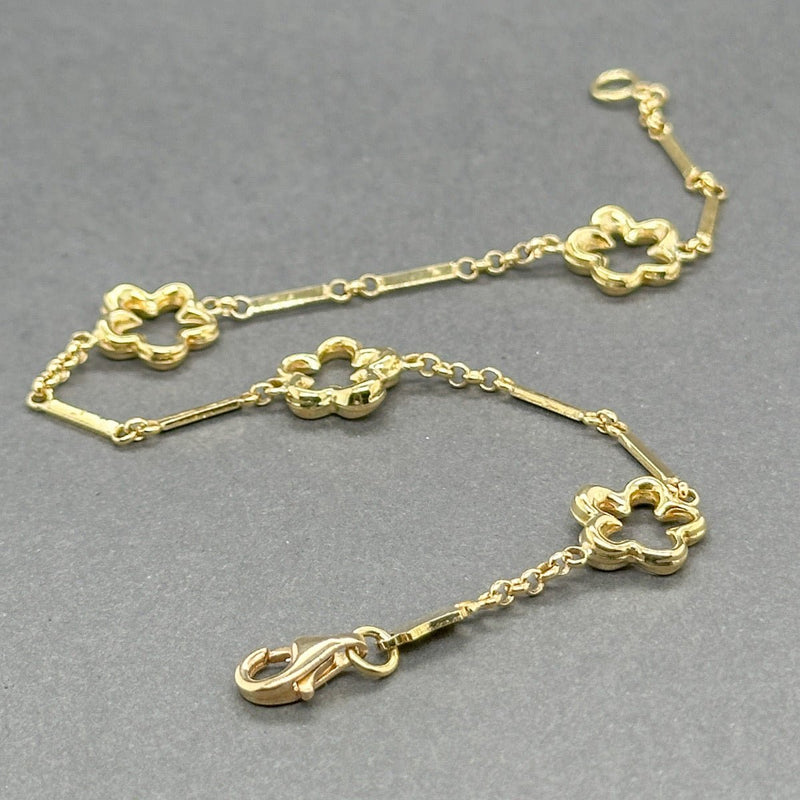 Estate 18K Y Gold Flower Link Bracelet - Walter Bauman Jewelers