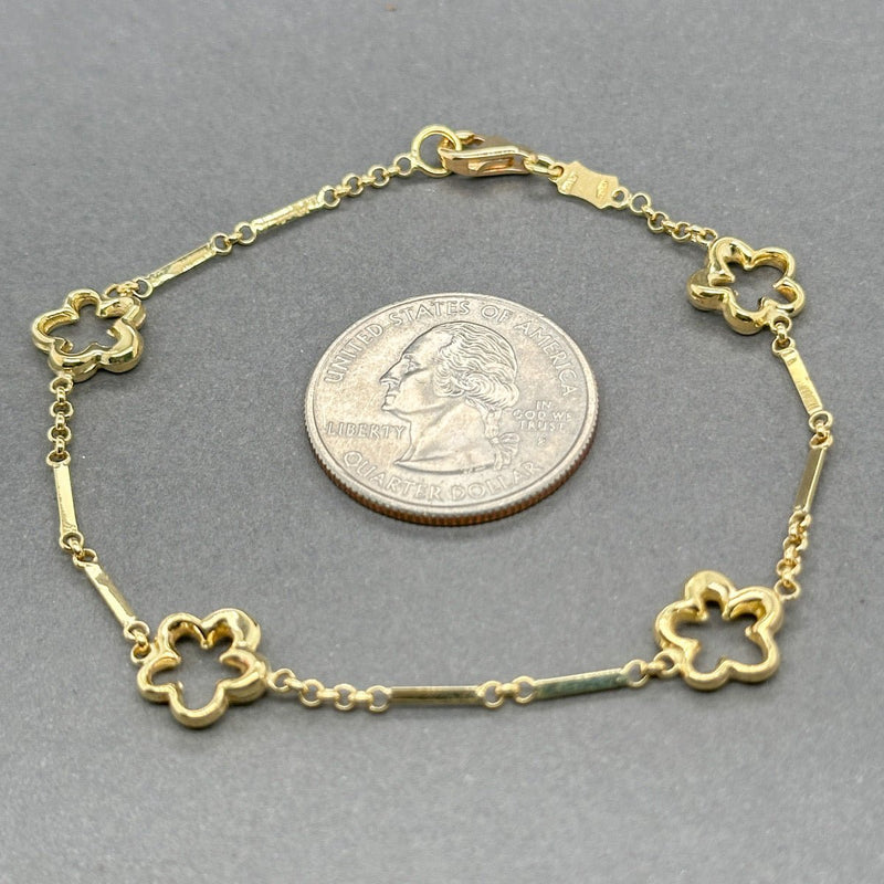 Estate 18K Y Gold Flower Link Bracelet - Walter Bauman Jewelers