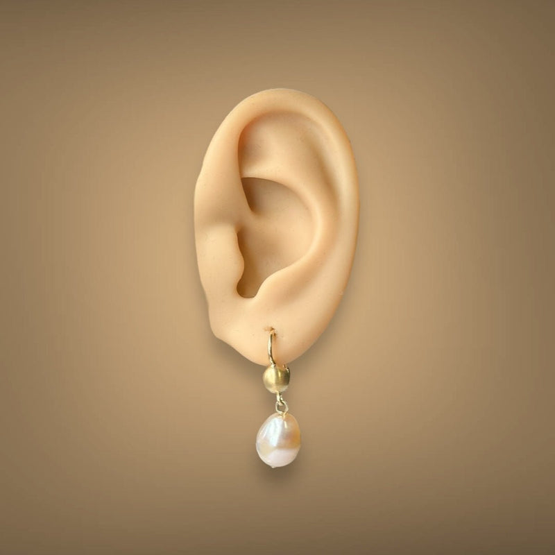 Estate 18K Y Gold Freshwater Pearl Drop Earrings - Walter Bauman Jewelers