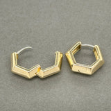 Estate 18K Y Gold Hexagonal Huggie Hoop Earrings - Walter Bauman Jewelers