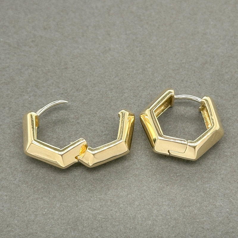 Estate 18K Y Gold Hexagonal Huggie Hoop Earrings - Walter Bauman Jewelers