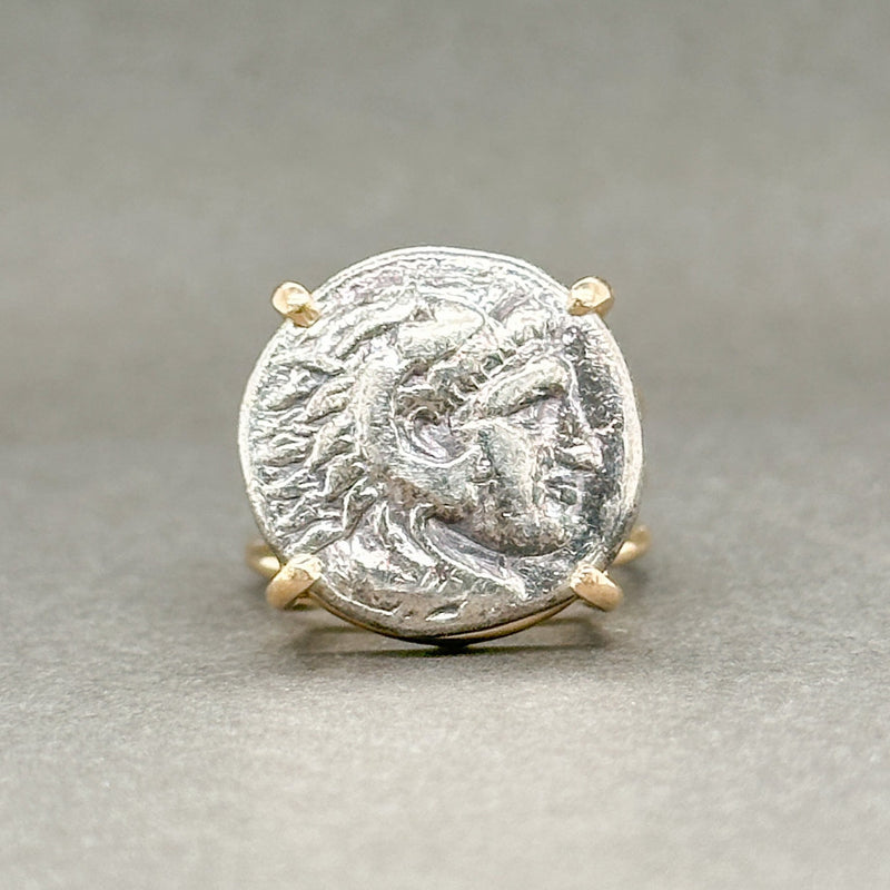 Estate 18K Y Gold Silver Heracles Coin Ring - Walter Bauman Jewelers