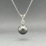 Estate 18K Y Gold Tahitian Pearl & 0.19ct G - H/VS1 Diamond Pendant - Walter Bauman Jewelers