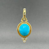 Estate 18K Y Gold Temple St. Clair Turquoise & Diamond Pendant - Walter Bauman Jewelers