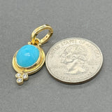 Estate 18K Y Gold Temple St. Clair Turquoise & Diamond Pendant - Walter Bauman Jewelers