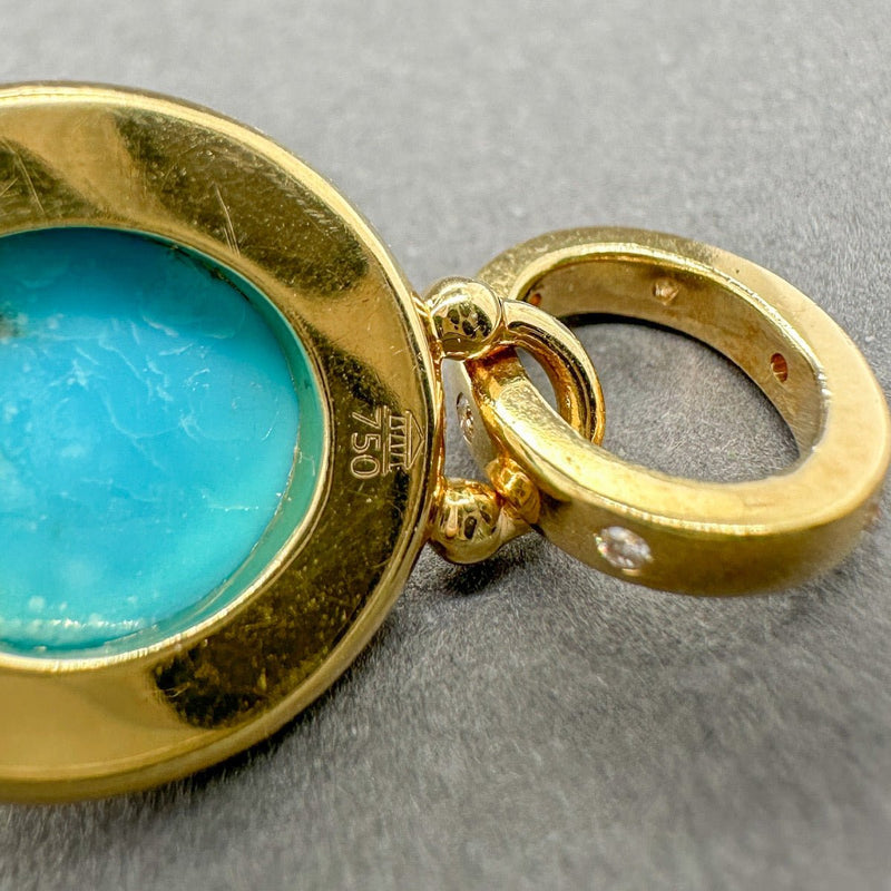 Estate 18K Y Gold Temple St. Clair Turquoise & Diamond Pendant - Walter Bauman Jewelers