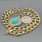 Estate 18K Yellow Gold 20.28ct Turquoise & 2.40ctw G - H/VS1 - 2 Diamond Necklace - Walter Bauman Jewelers