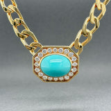 Estate 18K Yellow Gold 20.28ct Turquoise & 2.40ctw G - H/VS1 - 2 Diamond Necklace - Walter Bauman Jewelers