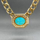 Estate 18K Yellow Gold 20.28ct Turquoise & 2.40ctw G - H/VS1 - 2 Diamond Necklace - Walter Bauman Jewelers