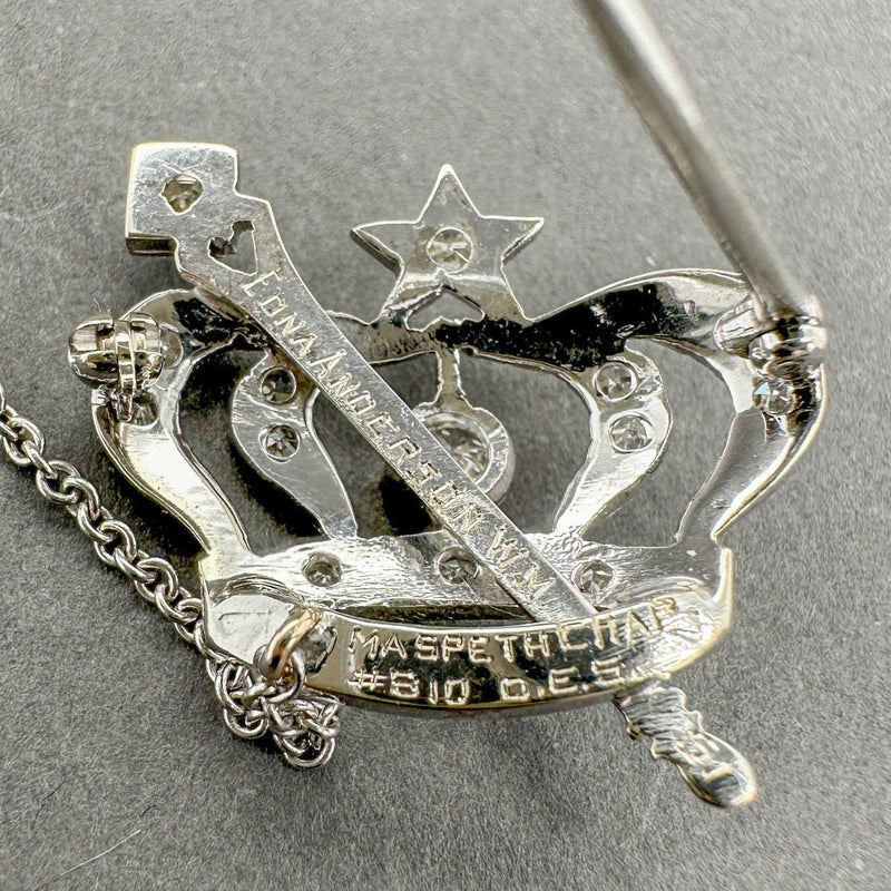 Estate 9K W Gold 0.43ctw G - H/VS1 - SI1 Diamond Order of the Eastern Star Crown Pin - Walter Bauman Jewelers