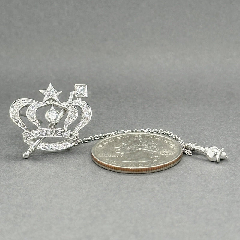 Estate 9K W Gold 0.43ctw G - H/VS1 - SI1 Diamond Order of the Eastern Star Crown Pin - Walter Bauman Jewelers