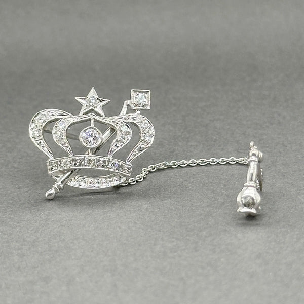 Estate 9K W Gold 0.43ctw G - H/VS1 - SI1 Diamond Order of the Eastern Star Crown Pin - Walter Bauman Jewelers