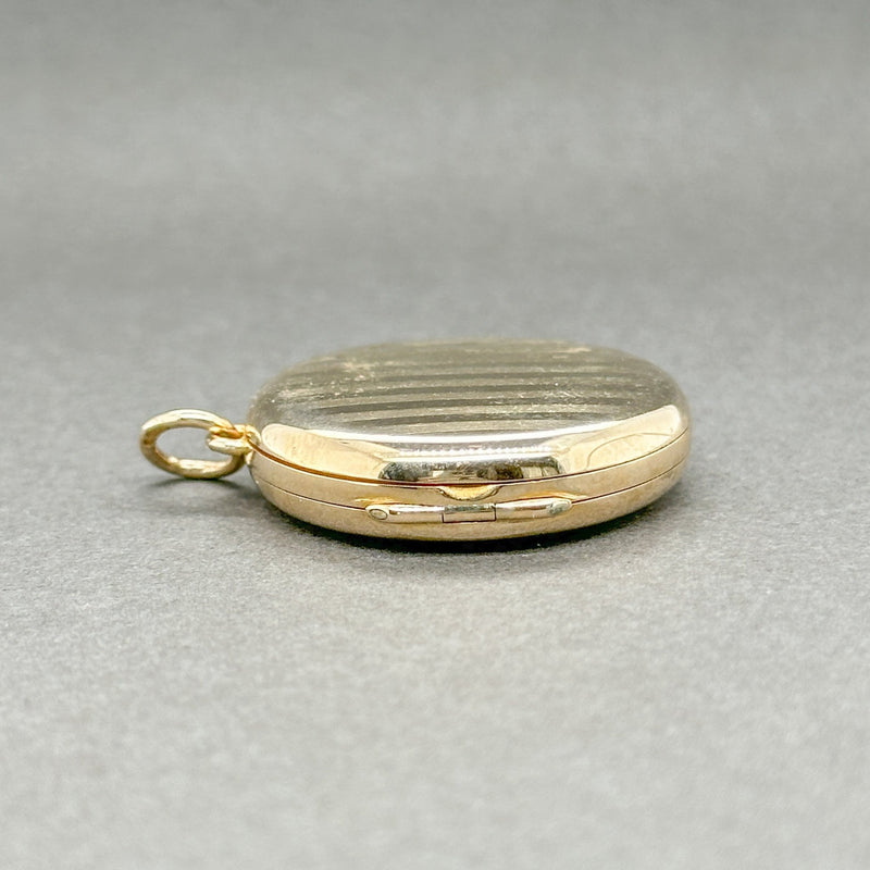 Estate Antique 9K Y Gold Striped Locket Pendant - Walter Bauman Jewelers
