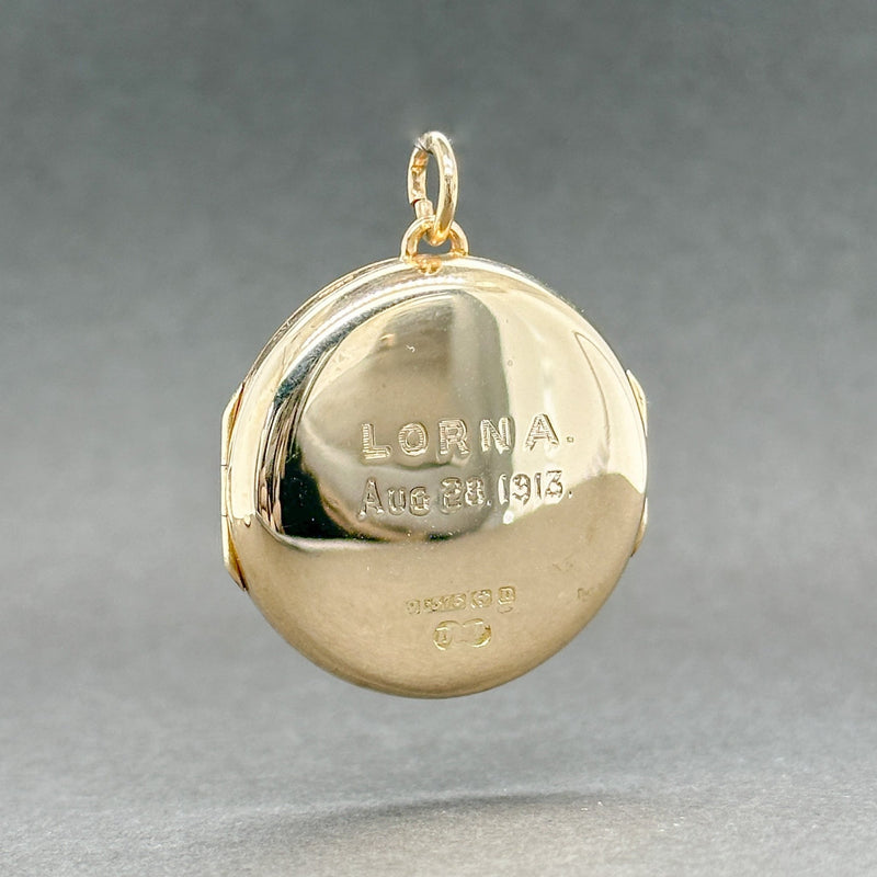 Estate Antique 9K Y Gold Striped Locket Pendant - Walter Bauman Jewelers
