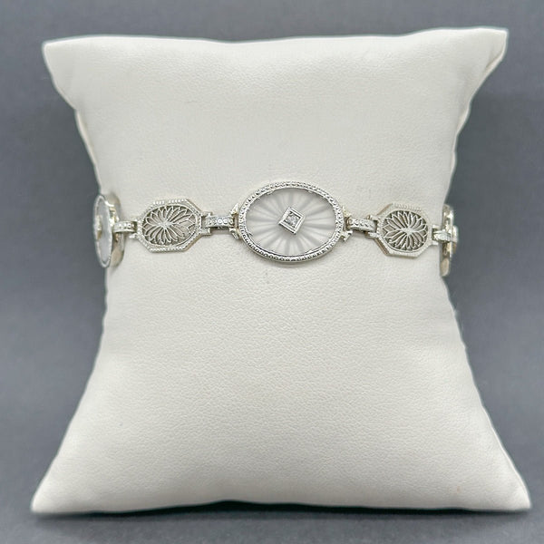 Estate Art Deco 14K W Gold 11.31ctw Quartz & 0.04ctw H - I/SI1 - 2 Diamond Bracelet - Walter Bauman Jewelers