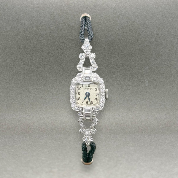 Estate Art Deco Croton Platinum 0.92ctw G-H/VS1-2 Diamond Mechanical Watch - Walter Bauman Jewelers