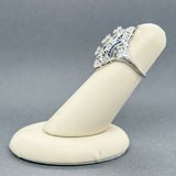 Estate Art Deco Platinum 0.89ctw H - J/VS2 - SI2 & 0.12ctw Lab Sapphire Ring - Walter Bauman Jewelers