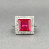 Estate Art Deco Platinum 3.48ct Lab Ruby & 0.29ctw H - I/SI1 - 2 Diamond Ring - Walter Bauman Jewelers