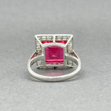 Estate Art Deco Platinum 3.48ct Lab Ruby & 0.29ctw H - I/SI1 - 2 Diamond Ring - Walter Bauman Jewelers