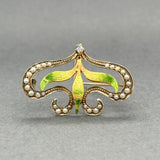 Estate Art Nouveau 10K R Gold 0.03ct I - J/SI1 Diamond & Pearl Brooch - Walter Bauman Jewelers