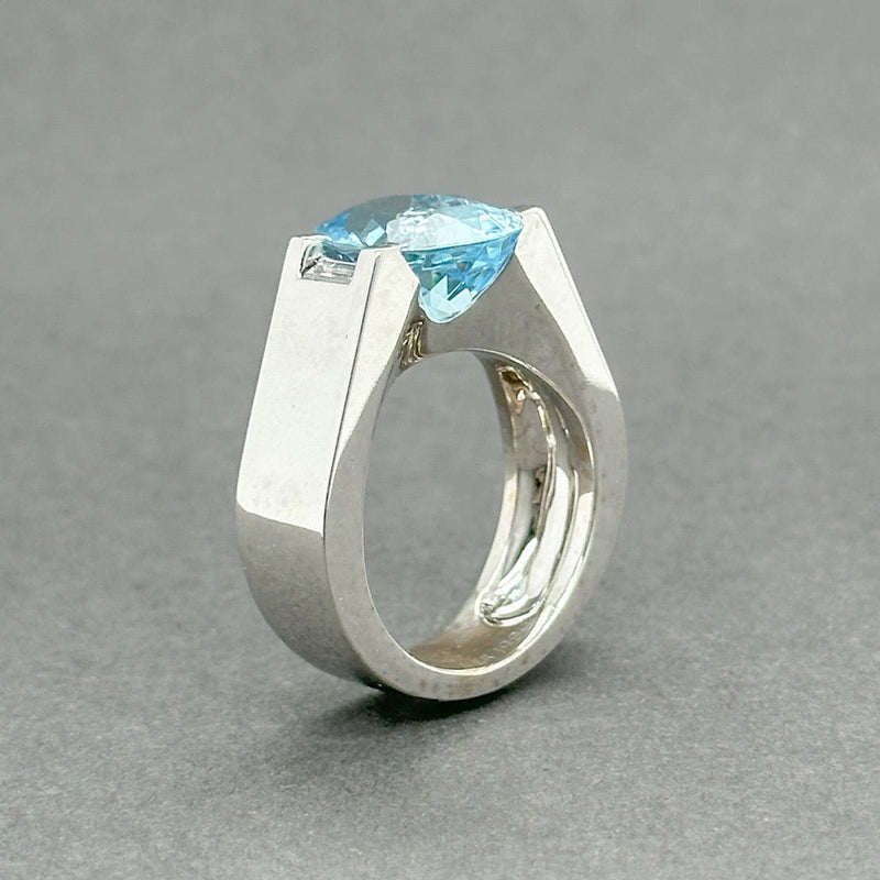 Estate Cartier 18K W Gold 4.70ct Aquamarine & Diamond Tankissime Ring - Walter Bauman Jewelers