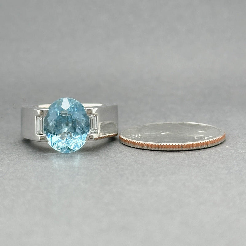 Estate Cartier 18K W Gold 4.70ct Aquamarine & Diamond Tankissime Ring - Walter Bauman Jewelers