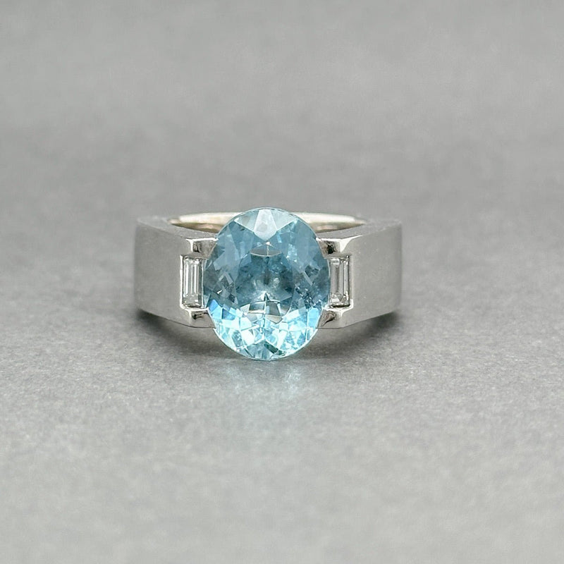 Estate Cartier 18K W Gold 4.70ct Aquamarine & Diamond Tankissime Ring - Walter Bauman Jewelers