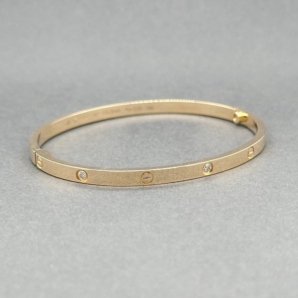 Estate Cartier 18K Y Gold 0.15ctw F - G/VS1 Diamond Love Bangle Bracelet - Walter Bauman Jewelers