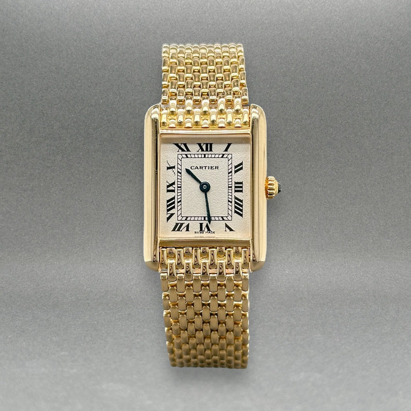 Estate Cartier 18K Y Gold Tank Louise Quartz Watch Ref#3870 - Walter Bauman Jewelers