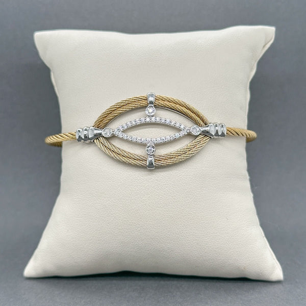 Estate Charriol 18K W Gold & Steel 0.25ctw H/SI1 Diamond Bracelet - Walter Bauman Jewelers