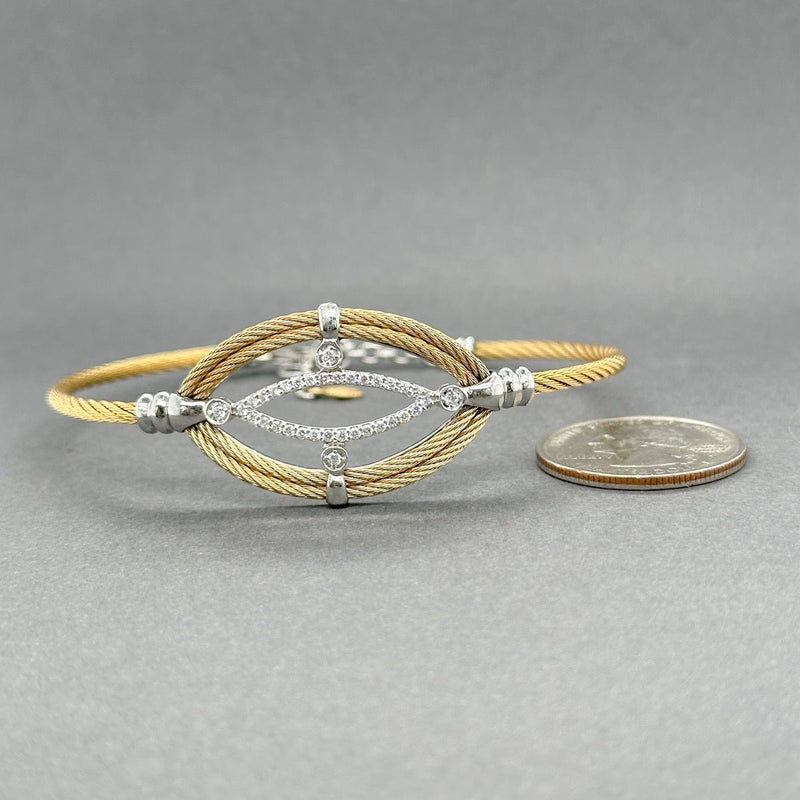 Estate Charriol 18K W Gold & Steel 0.25ctw H/SI1 Diamond Bracelet - Walter Bauman Jewelers