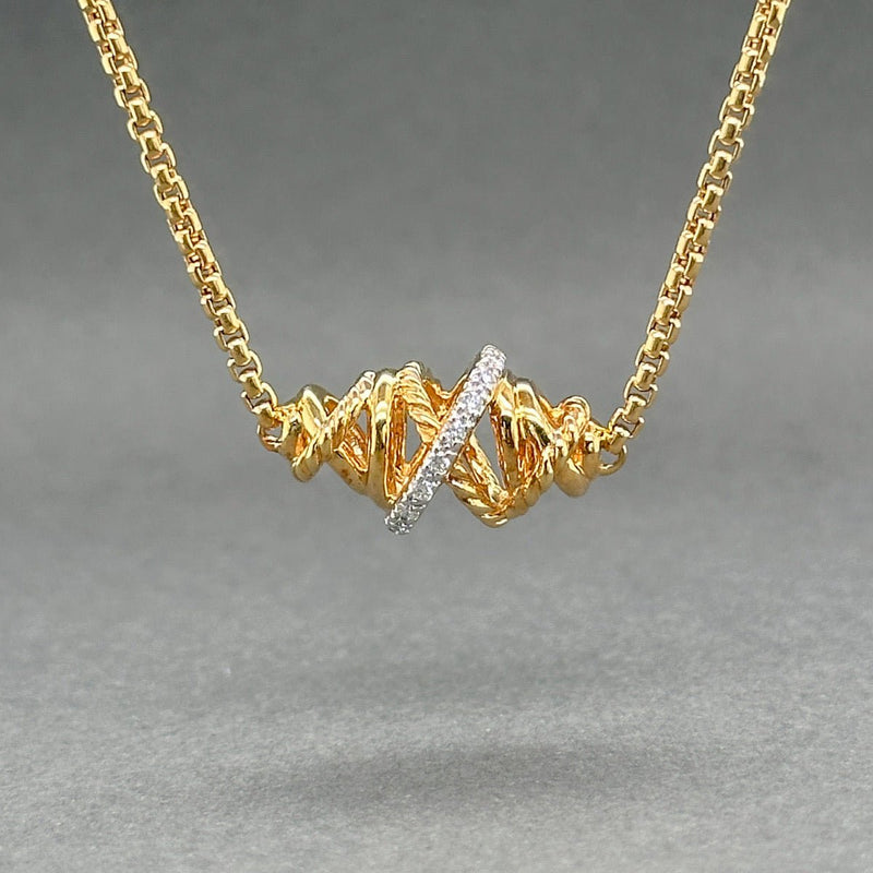 Estate David Yurman 18K Y Gold 0.11ctw H/VS2 Diamond Crossover Station Necklace - Walter Bauman Jewelers