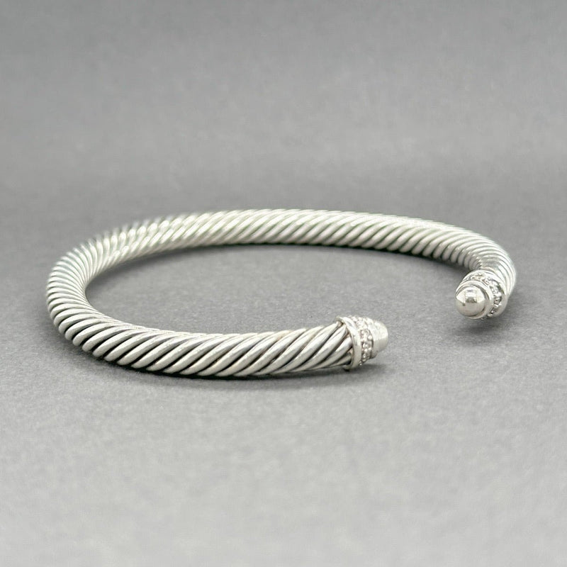 Estate David Yurman SS 0.07ctw G - H/SI1 Diamond Classic Cable Cuff Bracelet - Walter Bauman Jewelers