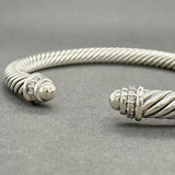 Estate David Yurman SS 0.07ctw G - H/SI1 Diamond Classic Cable Cuff Bracelet - Walter Bauman Jewelers