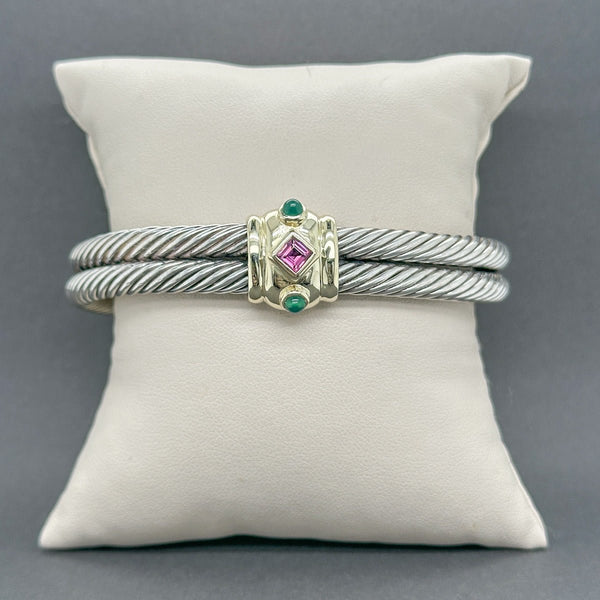 Estate David Yurman SS 0.15ctw Garnet Renaissance Double Row Cuff Bracelet - Walter Bauman Jewelers