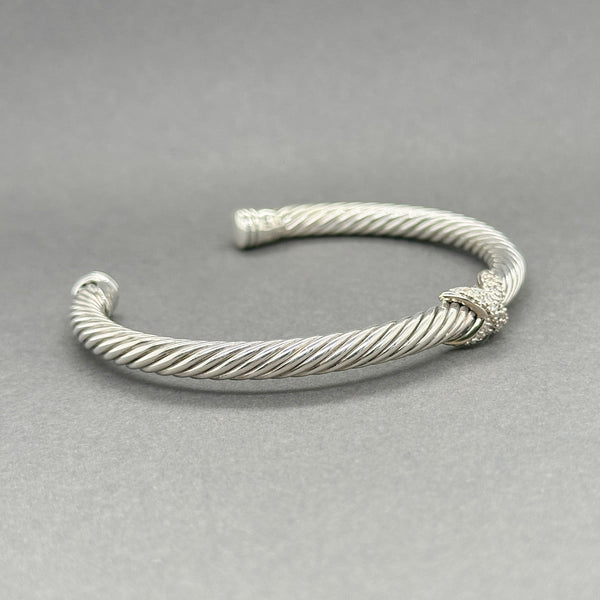 Estate David Yurman SS 0.19ctw G - H/SI1 - 2 Diamond X Station Cuff Bracelet - Walter Bauman Jewelers